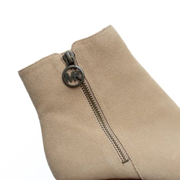 MICHAEL MICHAEL KORS Womens 7 M Beige Evelyn Round Toe Wedge Leather Booties - Picture 10 of 15